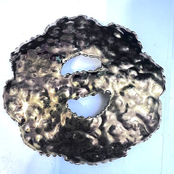 Vintage Hammered Brass Floral Belt Buckle Leopard Print Adjustable Fabric Strap - Picture 2 of 8